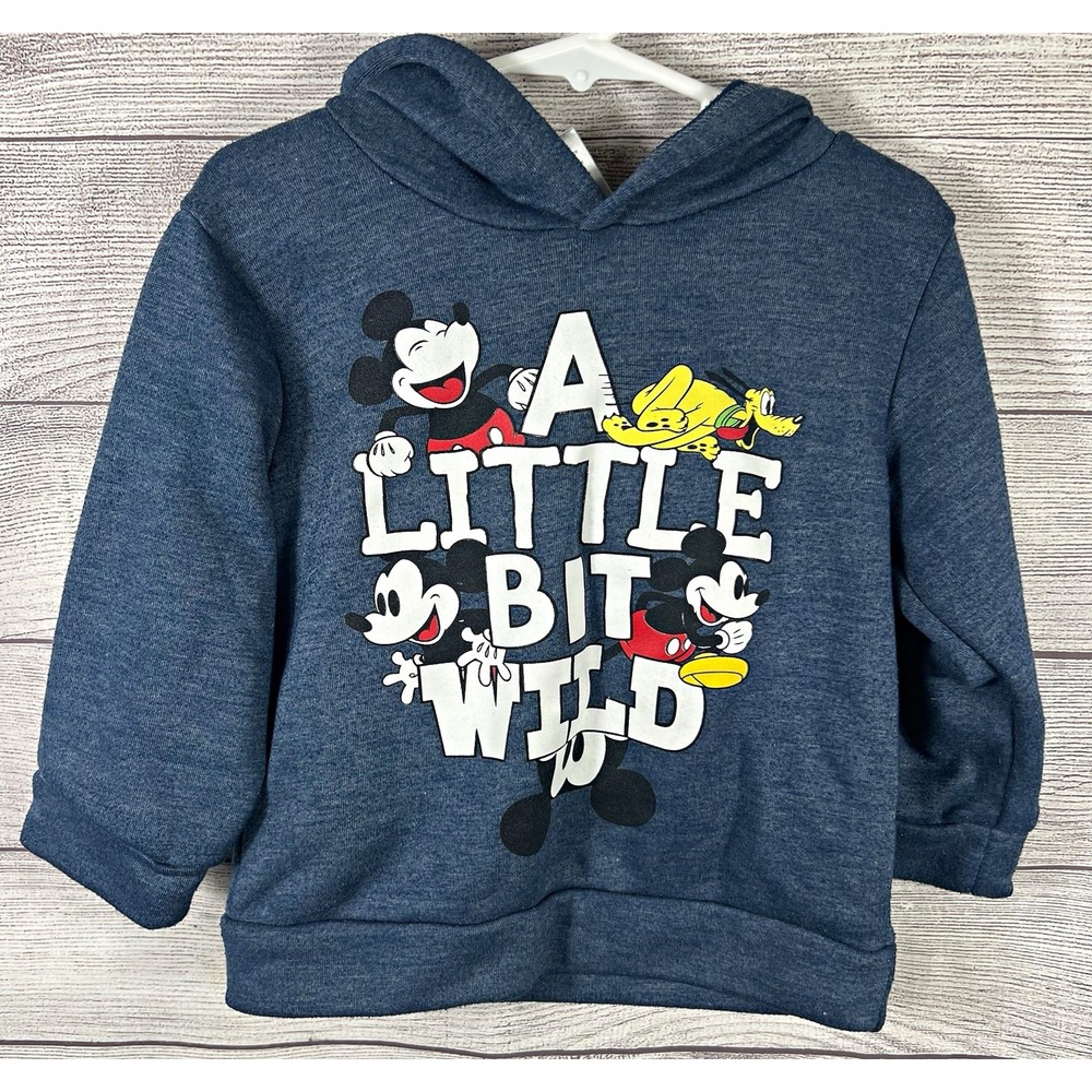 Disney Jr. Mickey Mouse & Pluto "A Little Bit Wild" Pullover Hoodie Blue 3T